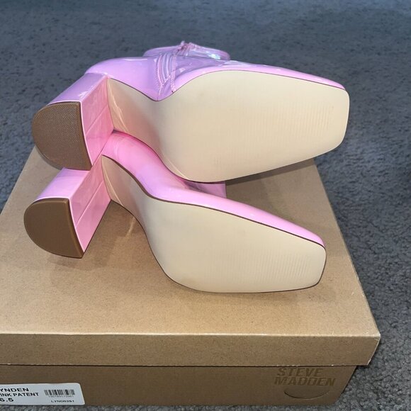 STEVE MADDEN LYNDEN PINK PATENT ANKLE BOOT SIDE ZIP BLOCK HEEL - NEW IN BOX  6.5 - Picture 6 of 9